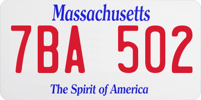 MA license plate 7BA502