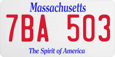 MA license plate 7BA503