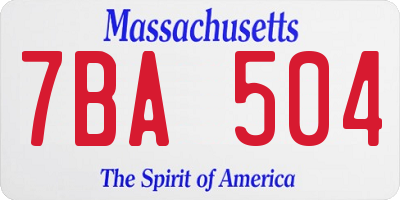 MA license plate 7BA504