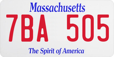 MA license plate 7BA505