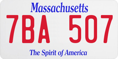 MA license plate 7BA507