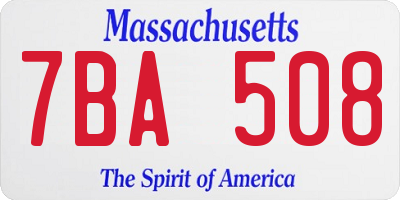 MA license plate 7BA508