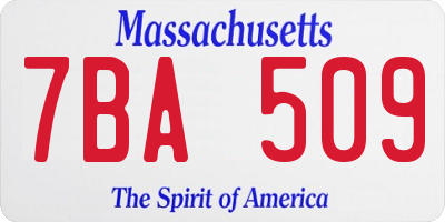 MA license plate 7BA509