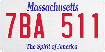 MA license plate 7BA511