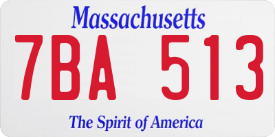 MA license plate 7BA513