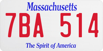 MA license plate 7BA514