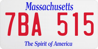 MA license plate 7BA515