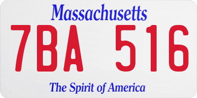 MA license plate 7BA516