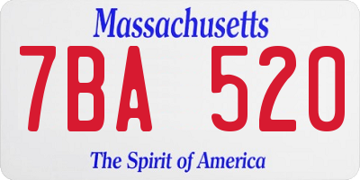 MA license plate 7BA520