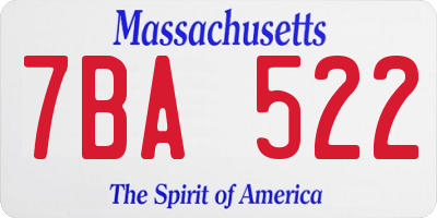 MA license plate 7BA522