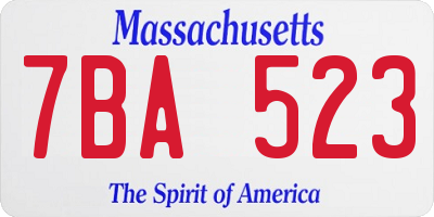 MA license plate 7BA523
