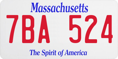 MA license plate 7BA524