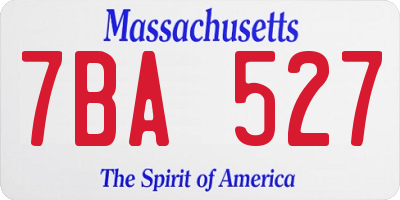 MA license plate 7BA527