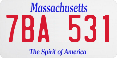 MA license plate 7BA531