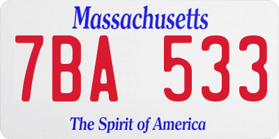 MA license plate 7BA533