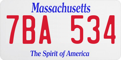 MA license plate 7BA534
