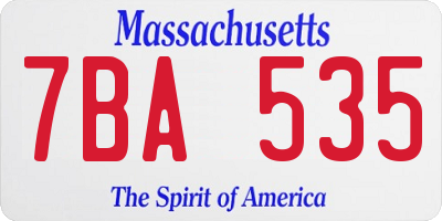 MA license plate 7BA535