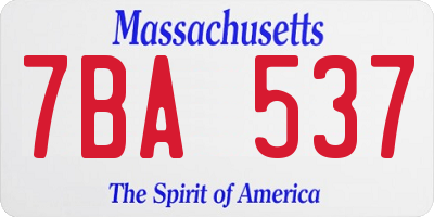 MA license plate 7BA537