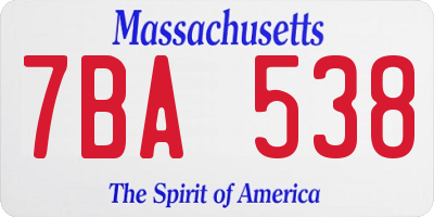 MA license plate 7BA538