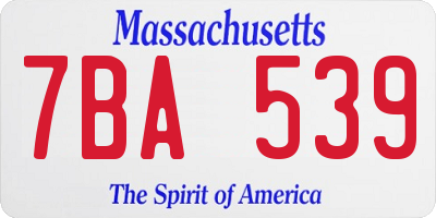 MA license plate 7BA539