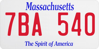 MA license plate 7BA540
