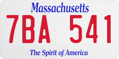 MA license plate 7BA541
