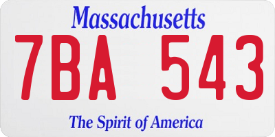MA license plate 7BA543