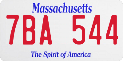 MA license plate 7BA544