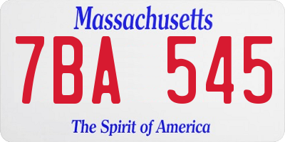 MA license plate 7BA545