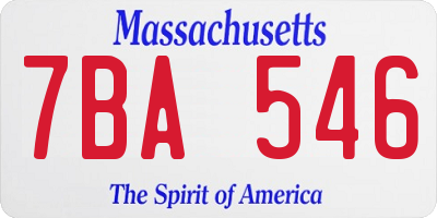 MA license plate 7BA546