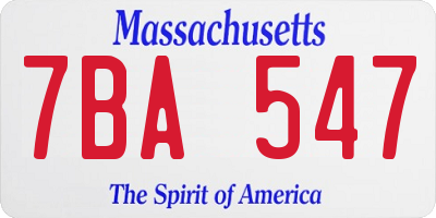MA license plate 7BA547
