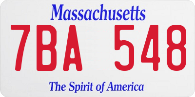 MA license plate 7BA548