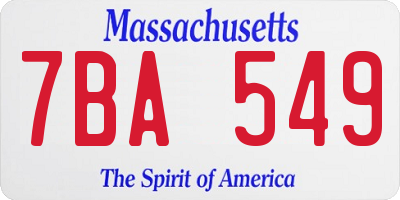 MA license plate 7BA549