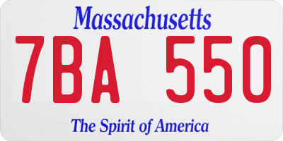 MA license plate 7BA550