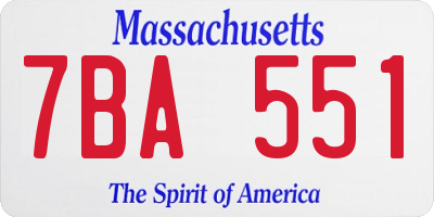 MA license plate 7BA551