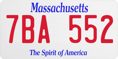 MA license plate 7BA552
