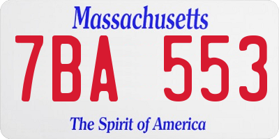 MA license plate 7BA553