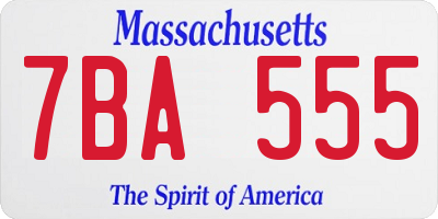 MA license plate 7BA555