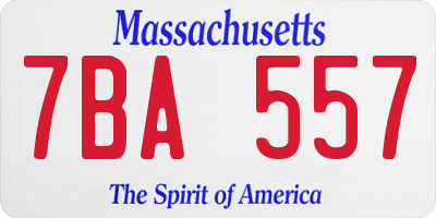 MA license plate 7BA557