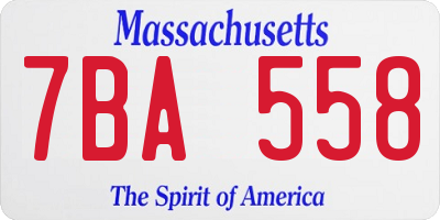 MA license plate 7BA558