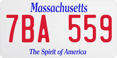MA license plate 7BA559