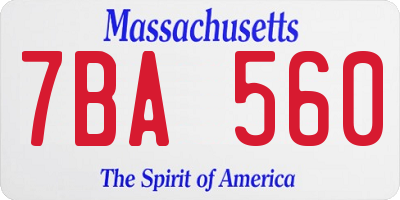 MA license plate 7BA560