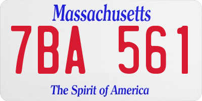 MA license plate 7BA561