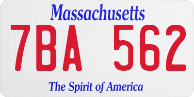 MA license plate 7BA562