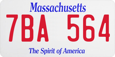 MA license plate 7BA564
