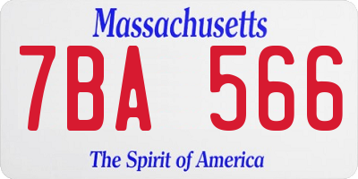 MA license plate 7BA566