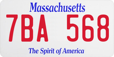 MA license plate 7BA568