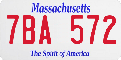 MA license plate 7BA572