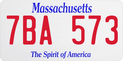 MA license plate 7BA573