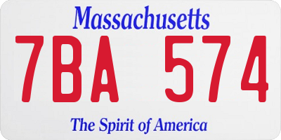 MA license plate 7BA574